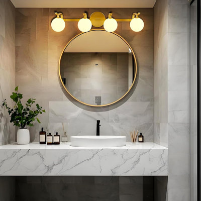 Lightdot 4-Light Modern Bathroom Vanity Light With Dimmable Rust-Proof Design And Waterproof Globe Shades For Mirror, Bathroom, Living Room, Cabinet, And Hallway