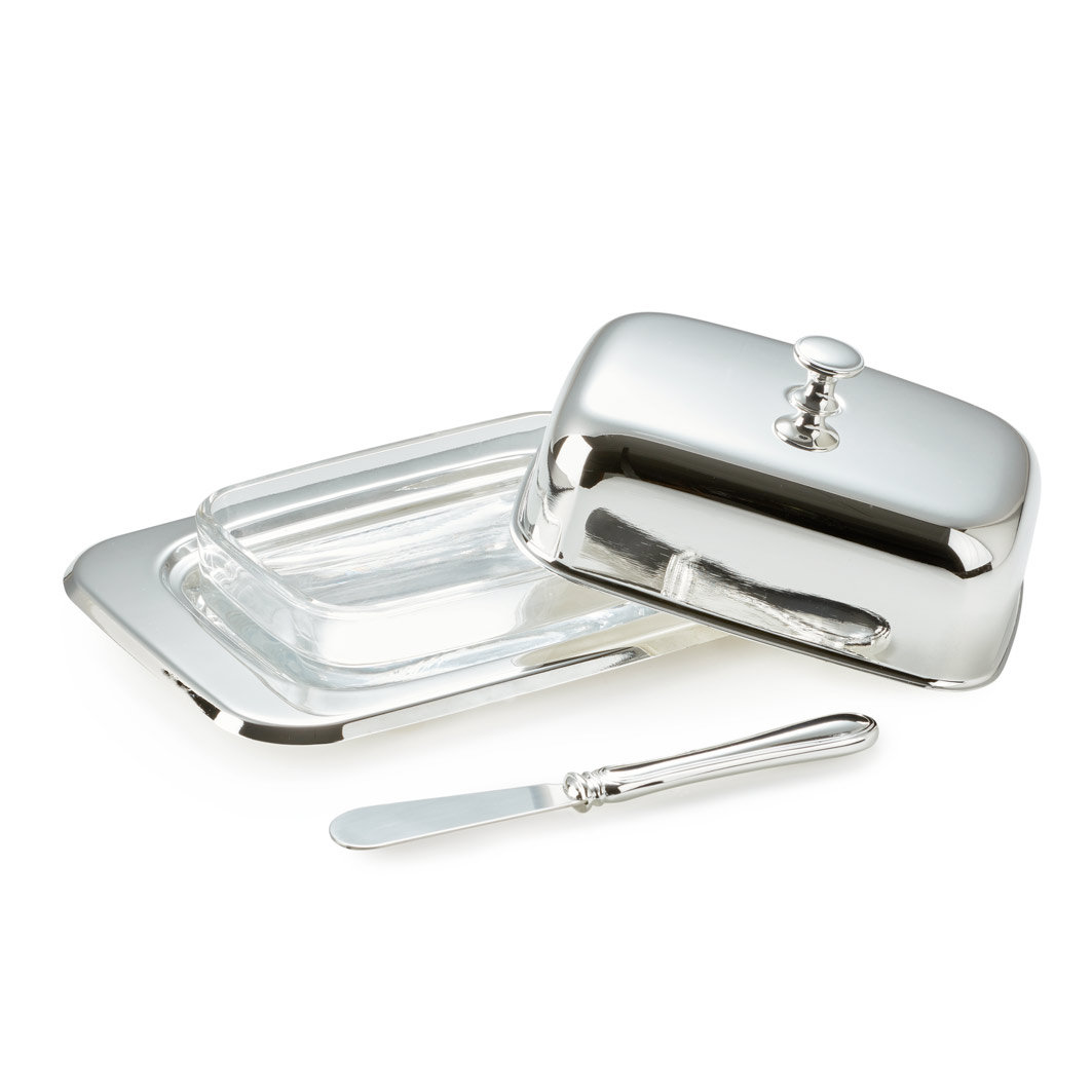 Edzard  Butterdose Mista 13x18 cm, (2 tlg.), Inkl. Buttermesser und Glaseinsatz