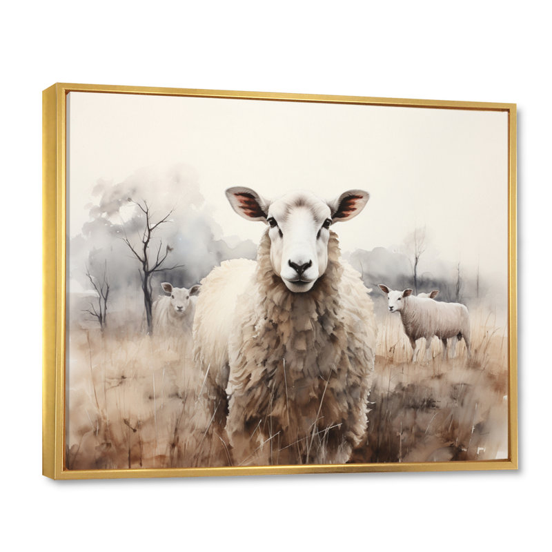 Sheep Silent Symphony - Sheep, art encadré, Cadre flottant doré, H 24 po x l 32 po x P 1 po