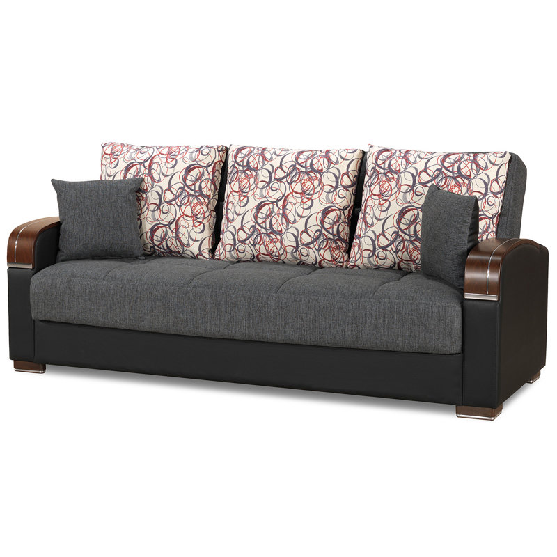 Pegasus Full / Double 87'' Upholstered Convertible Sofa, Gray, Gray
