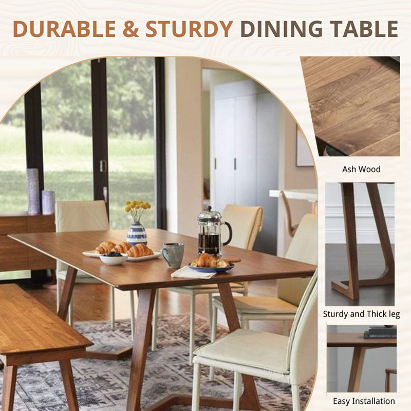 Leneve Rectangular Solid Wood Dining Table 70.8'' L x 31.5'' W