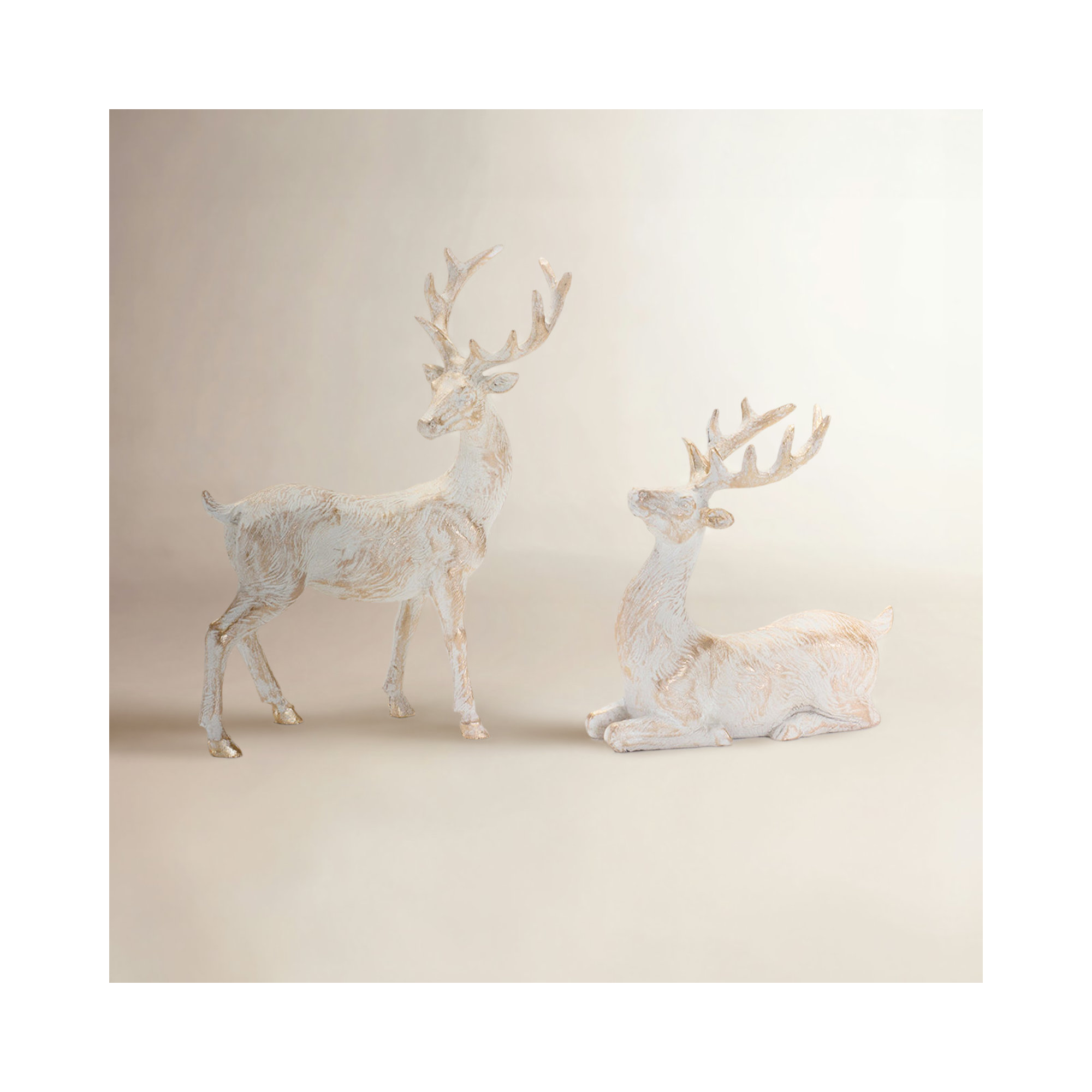 Brushed Gold Holiday Deer Figurine (Set of 6)