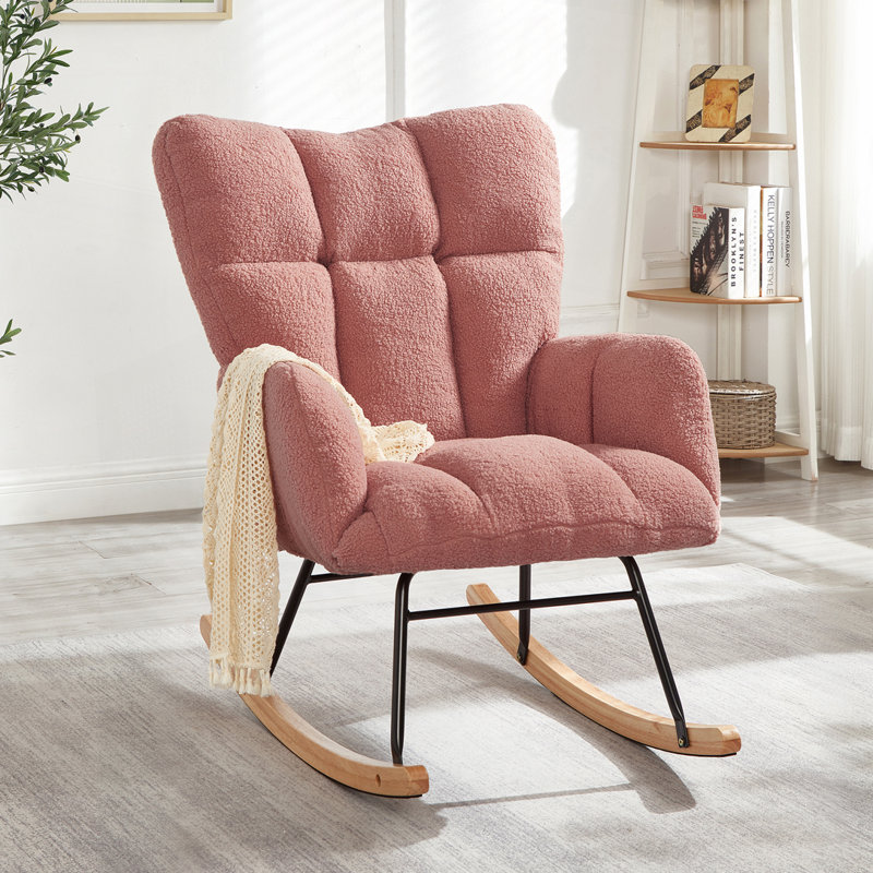 Chaise berçante en tissu Teddy, Noir