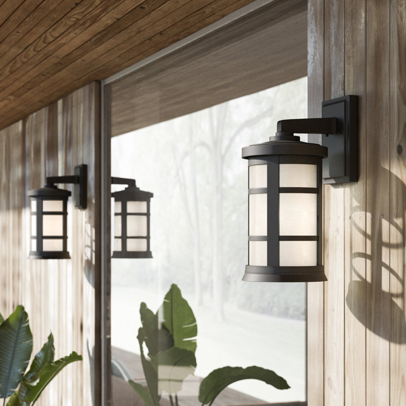 Matte Black Frosted Glass Outdoor Wall Lantern