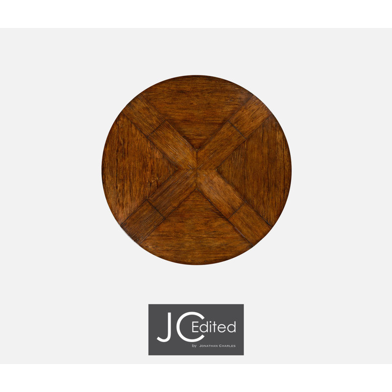 Casually Country Round Solid Wood Dining Table, Country Farmhouse Walnut