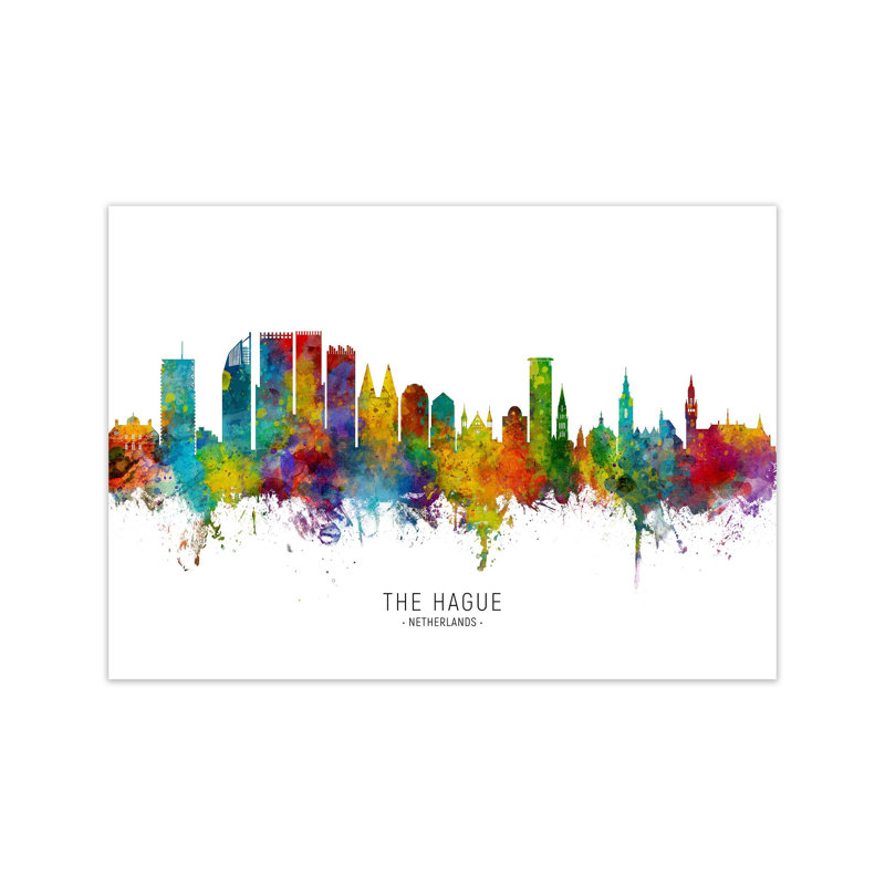 The Hague Netherlands Skyline by Michael Tompsett - Print, Unframed, 30cm H x 42cm W x 1cm D