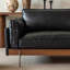 Canapé modulaire noir en cuir véritable