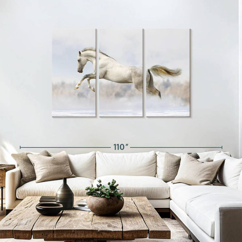 Brampt Jumping White Stallion, 48" H x 74" W