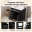 Meuble-lavabo autoportant de 76 cm (30 po) en MDF et bois d'hévéa noir avec lavabo, 3 tiroirs et tablette réglable.-134227711