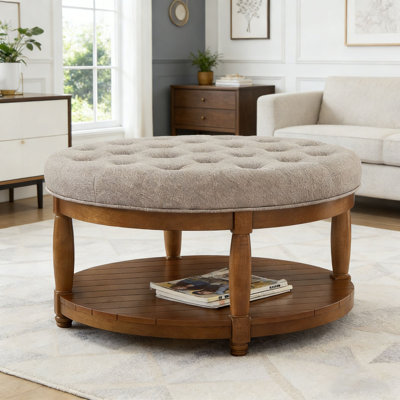 Table basse rembourrée rembourrée en lin