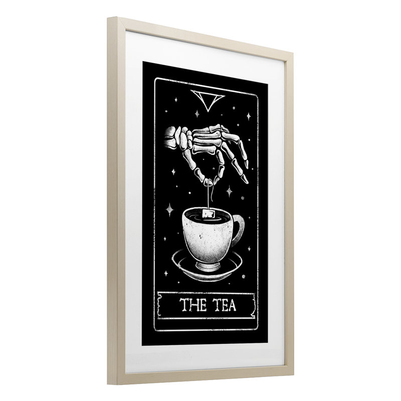 «The Tea Skeleton Tarot», reproduction sous verre, éditée par EduEly Designs, H 20 po x l 14 po, Cadre de récolte en pin