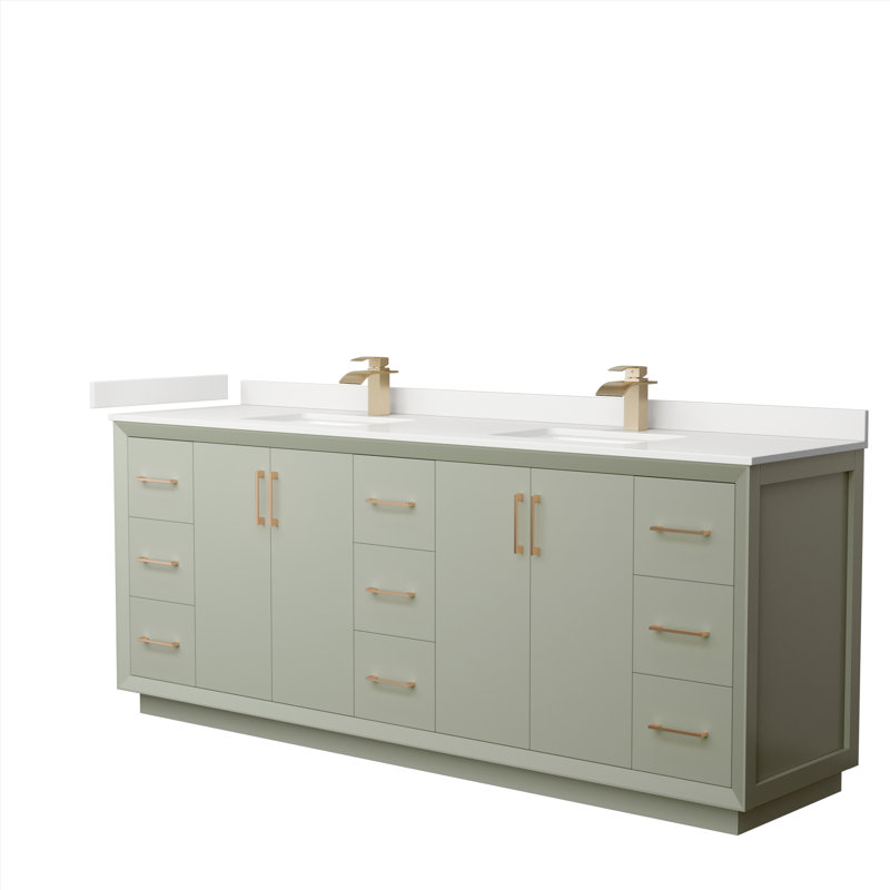 Strada 84'' W Double Vanity, Matte Black, Light Green, Giotto Quartz