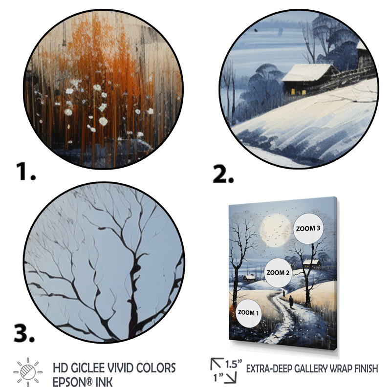 " Countryside Snowy Minimalism Winter I ", Black Framed, 32" H x 24" W x 1" D