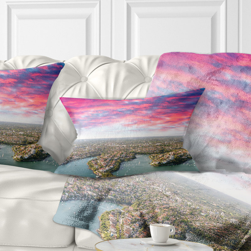 Coussin lombaire en nuage rouge sydney cityscape