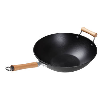 ALVA Forest Non Stick Wok Pan 12.2, Pre-Seasoned Carbon Steel Pan with  Wooden Handle, Carbon Steel Wok Nonstick Pan used for Stir Fry and as Deep