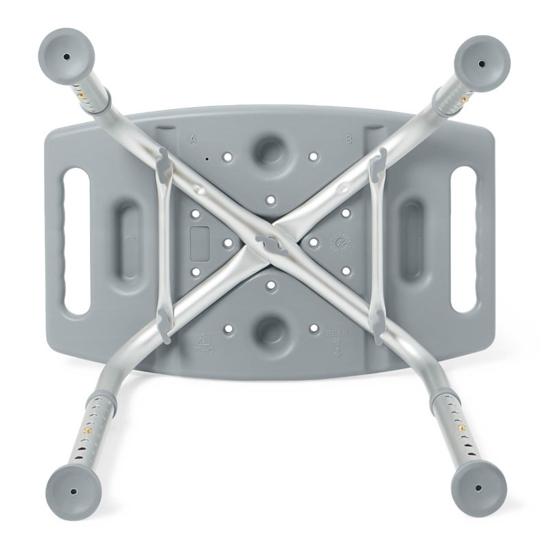 Adjustable Height Gray Plastic Backless Shower Chair
