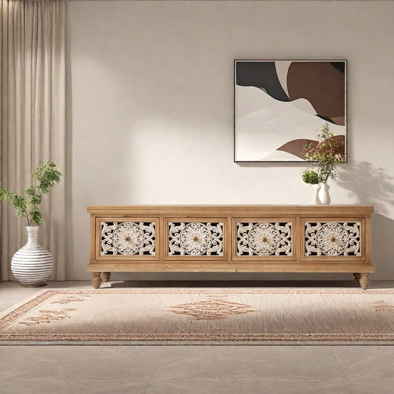 Meuble télé avec cadre en bois massif de style américain