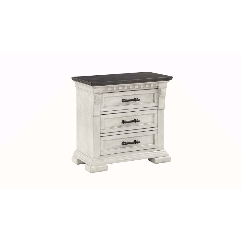 Table de chevet 3 tiroirs style transitionnel en bois