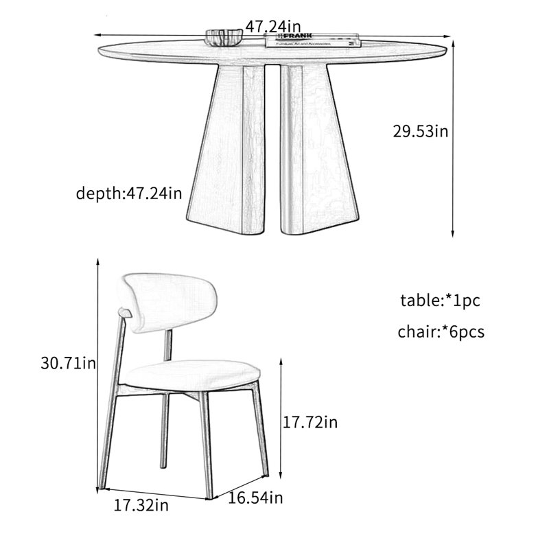 Black Round Simple Dining Table Sets., 29.53"H x 47.24"L x 47.24"W