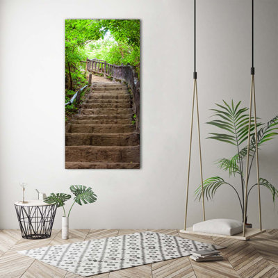 Stairs In The Forest - Wrapped Canvas Print