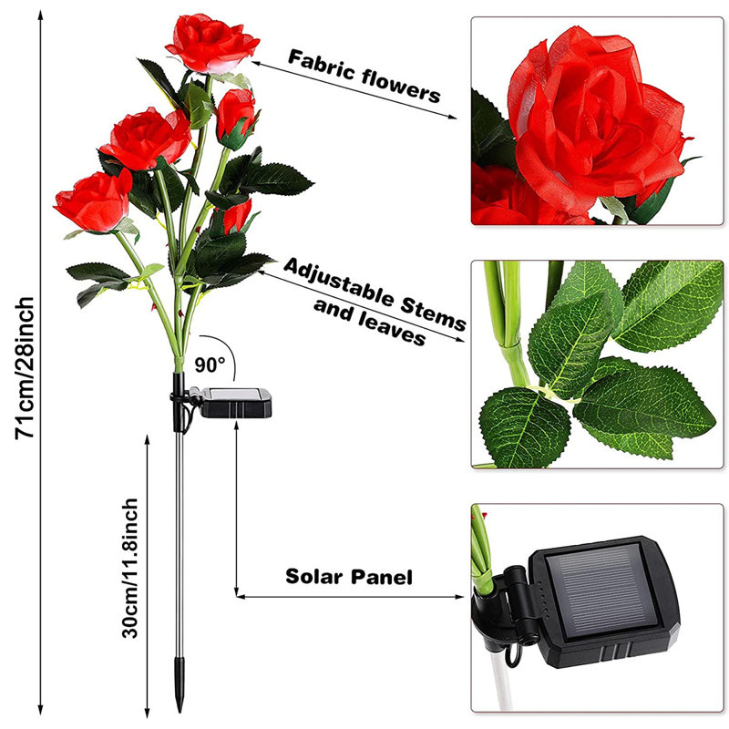 Solar Powered LED Multicolor Rose Pathway Lights