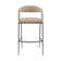 Ramona Modern Counter or Bar Height Barstool with Arms and Open Low Back in Iron Frame and Faux Leather