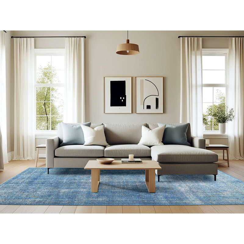 Tapis décoratif bleu cadmar, Rectangle 6 pi x 9 pi