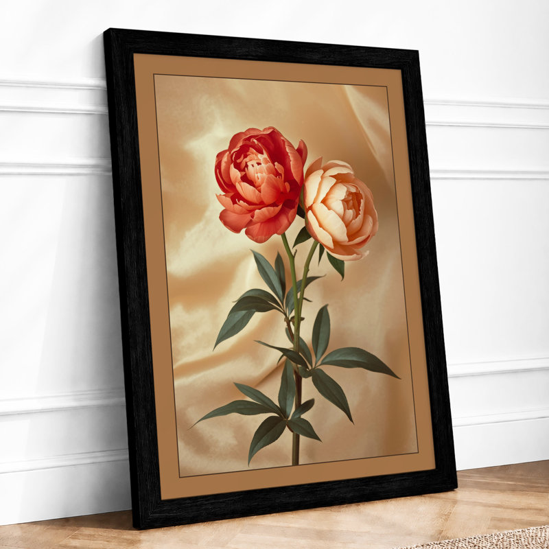 Peonies in Bloom Botanical - Framed Print, A1 - 84.1 x 59.4 cm, Black