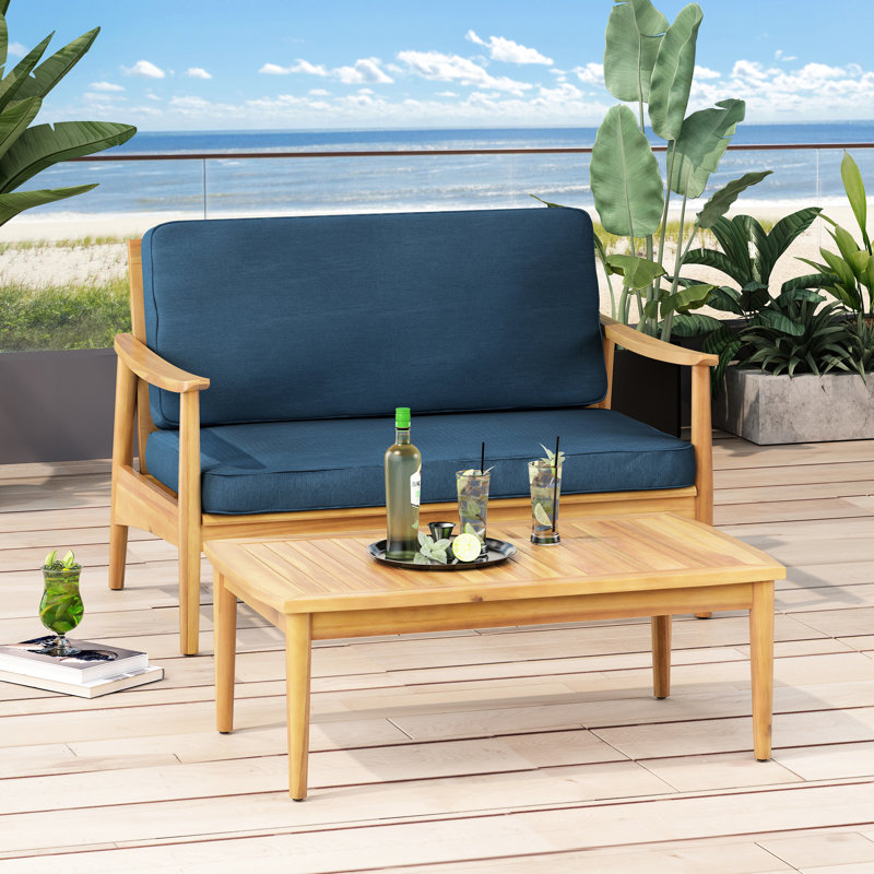 Table basse sophistiquée en bois et stable avec un attrait, Bleu