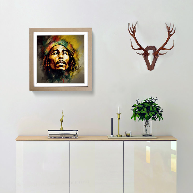 Bob Marley Digital Art - Framed Print, Oak