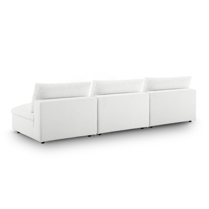 Canapé modulaire sans accoudoirs rembourré 3 pièces Commix, Polyester blanc