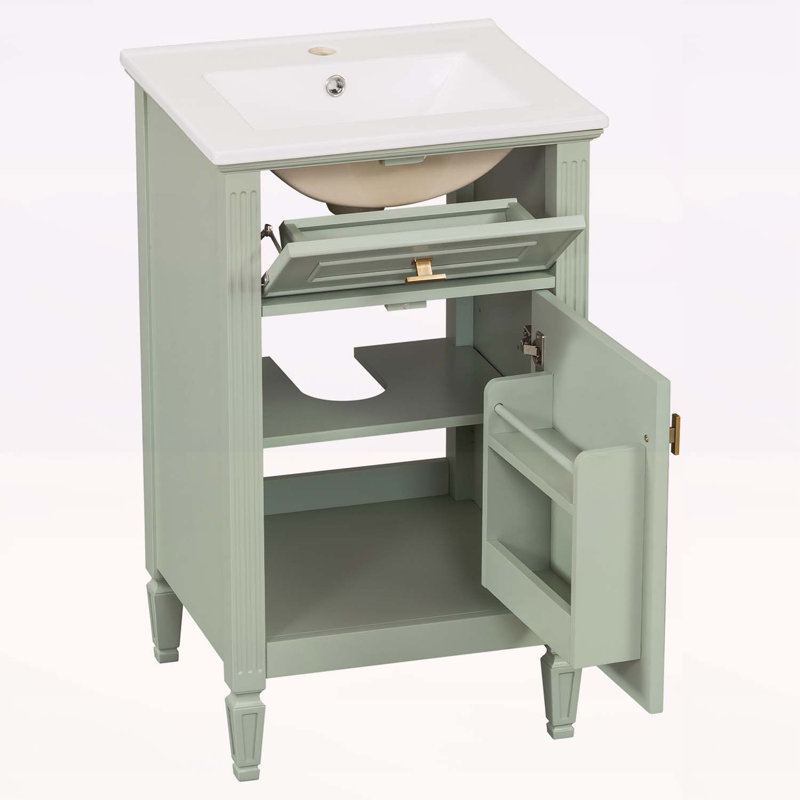 Meuble-lavabo moderne pour espaces compacts, Vert