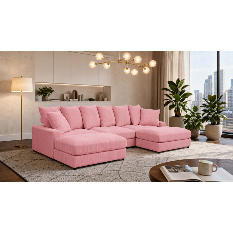 Canapé modulaire réversible d'angle avec repose-pieds