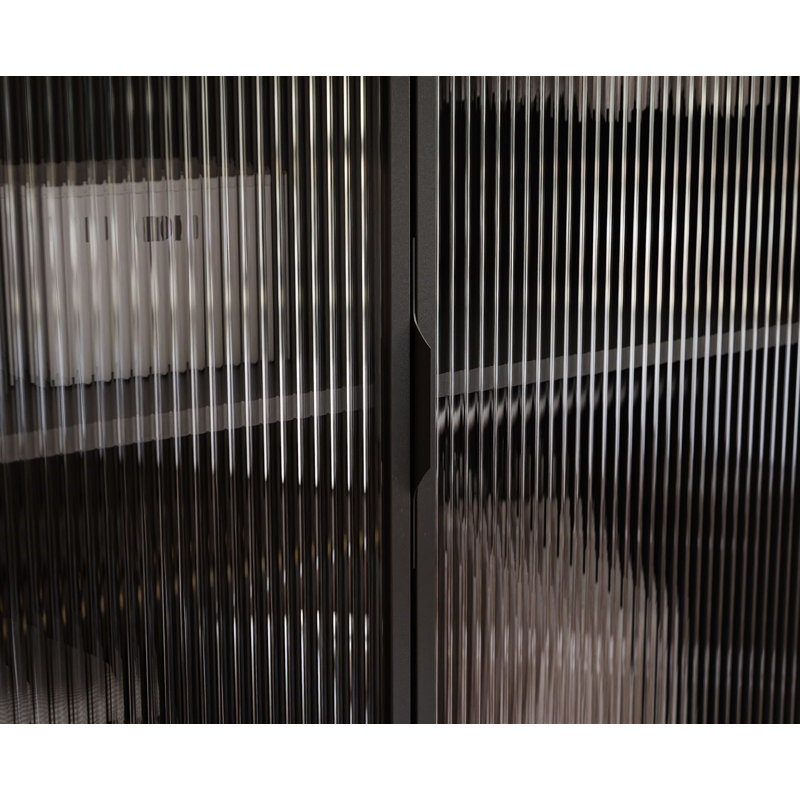 Manufactured Wood Wardrobe, Black Graphite/Fluted Glass