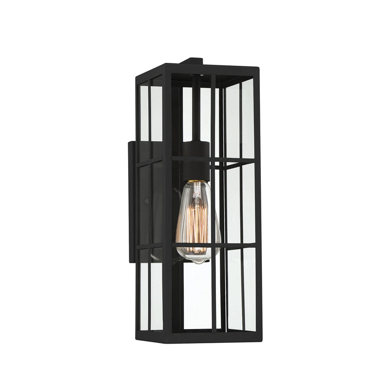 Lanterne murale d'extérieur 1 lumière Savoy House Ericson en noir mat, H 16 po x l 5,5 po x P 8,25 po