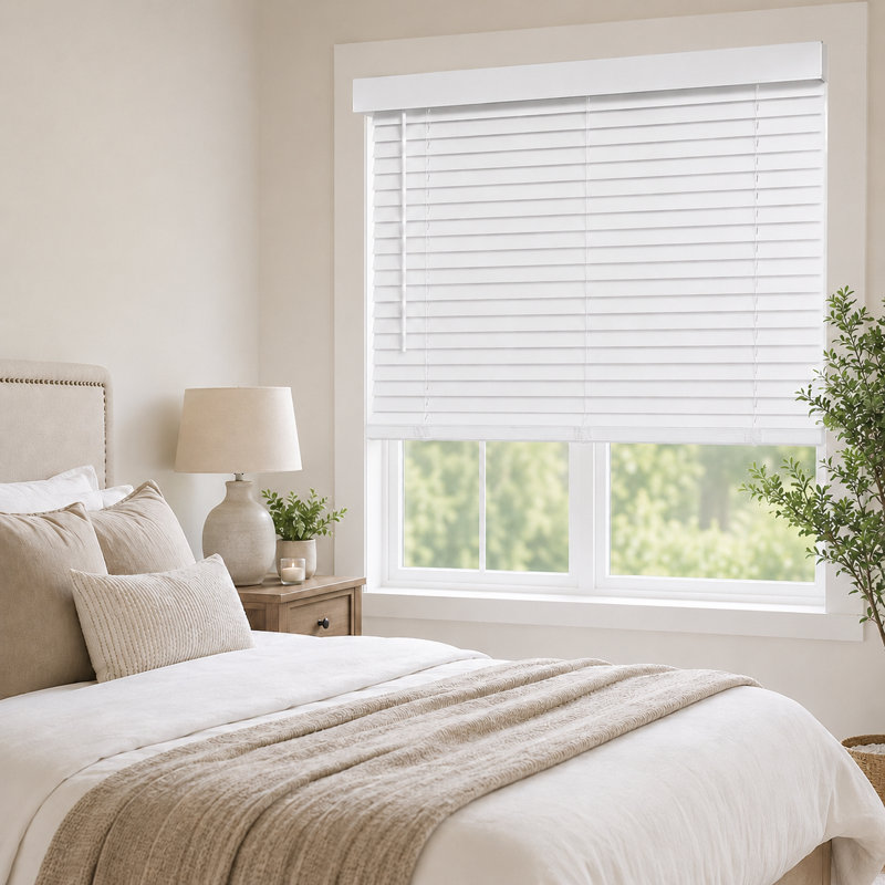 Store occultant texturé 2 po avec passepoil en faux bois Holizontal / Venetian, 34×72