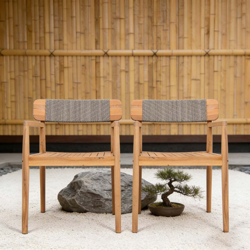 Chaise de patio, Gris, teck