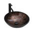 Lavabo en verre trempé avec bonde escamotable, robinet noir, forme ovale marron pour salle de bain et toilettes, robinet de lavabo artistique