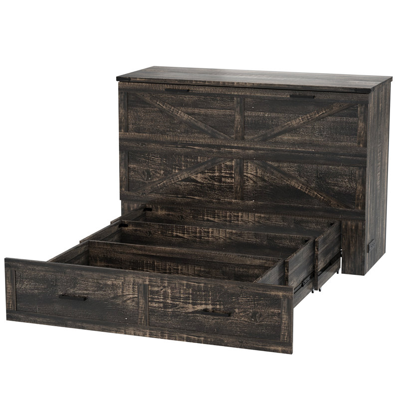 Murphy Bed With Charging Station, Antique Gray