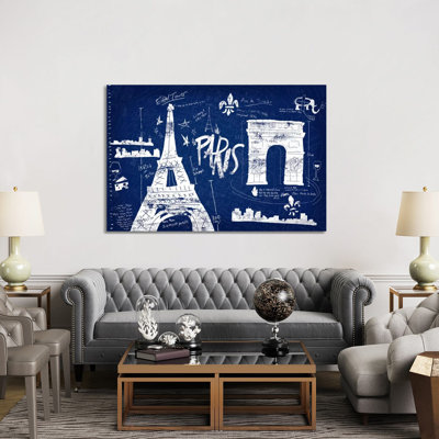 Paris Blue 1 Piece Wrapped Canvas Painting