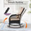 Chaise berçante d'extérieur en osier avec coussins rembourrés, chaise berçante de véranda en rotin avec accoudoirs pour le jardin, le patio et la cour (ensemble de 2)-1104230005-1104230008