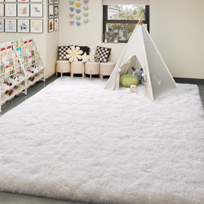 Shag Rug Soft Fluffy Cream White Indoor Area Rug for Living Room Bedroom Nursery Kids Room