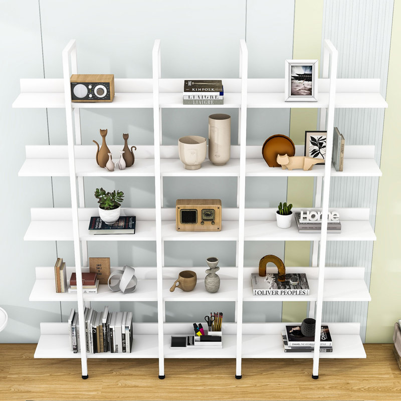 Nakaia 70.8" H x 70.8" W Steel Etagere Bookcase, White