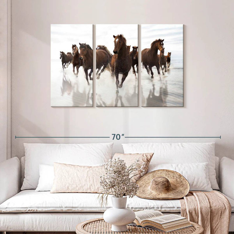 Running Brown Horses, 28" H x 45" W