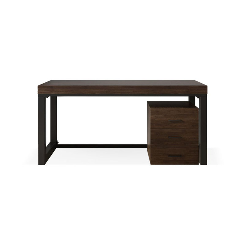 Bureau de direction rectangulaire en bois massif avec tiroirs Nut-brown, H 29,53 po x l 55,12 po x P 27,56 po