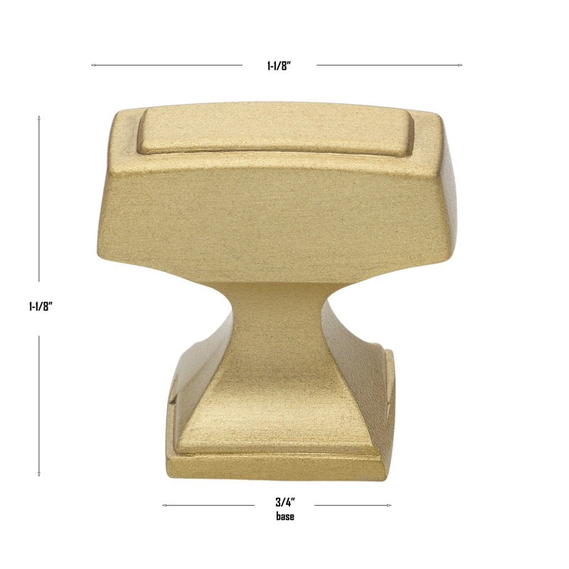 1 1/8" Length Rectangular Knob, Satin Gold