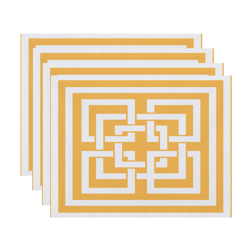 Aksel Polyester Geometric Rectangle Placemat, Yellow