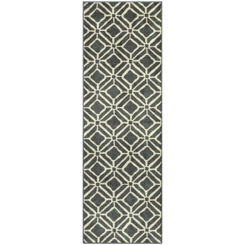 Tapis bleu délavé Modena Geo, Rectangle 2 pi 6 po x 3 pi 10 po