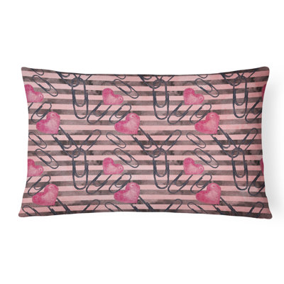  Watercolor Heart Paper Clips Indoor/Outdoor Throw Pillow