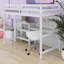 Lit mezzanine en bois avec tablettes, bureau et tableau d'écriture-112896400-113142358